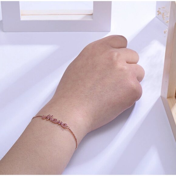 Mom To Be Girl Mama Pink Letters Rose Gold Bracelet - Picture 5 of 6